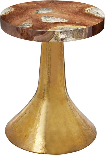 Hammered Decorative Teak Table In Gold