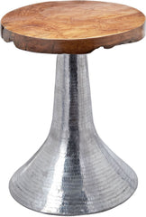 Hammered Decorative Teak Table In Silver