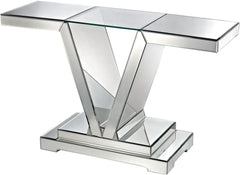 Mirrored Console Table With Clear Glass Top