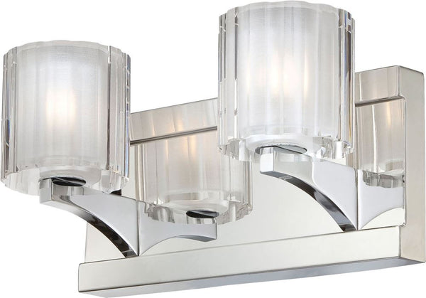 Tiara 2 Light Vanity In Chrome and Slotted Clear Glass