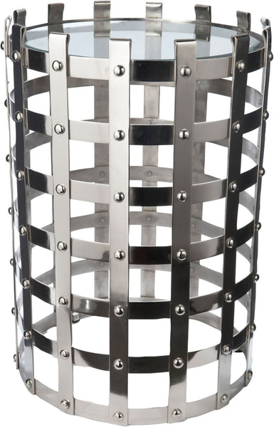 Metal Strap Table With Glass Top