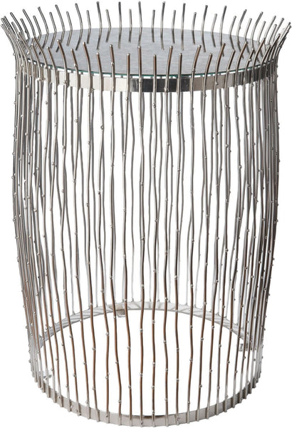 Nickel Dot Wire Table With Aged Mirror