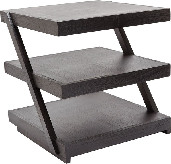 Stacked Black Teak Side Table