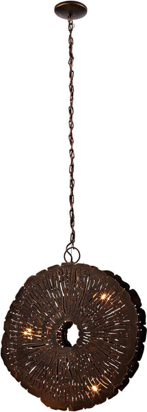 Organic Metal Etched Disk Chandelier
