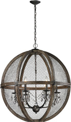 Large Renaissance Invention Wood and Wire Chandelier