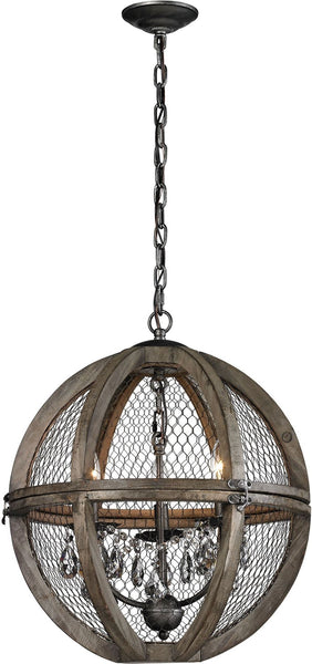 Small Renaissance Invention Wood and Wire Chandelier