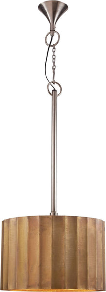 Medium Brass Clad Ribbed Pendant