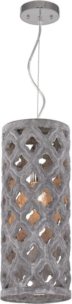 Pierced Grey Antique Lantern With Geometric Pattern