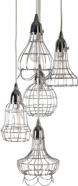 Silver Wire Five Pendant Lamp