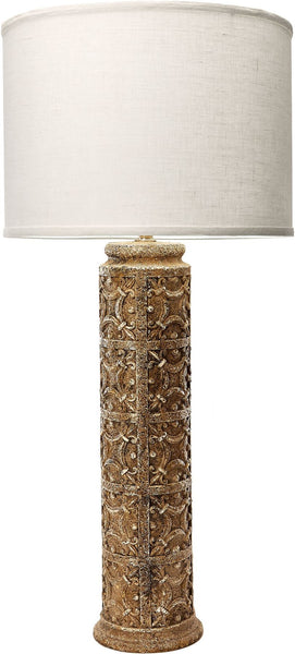 31" Fluer De Lis Aged Stone Lamp