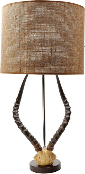 Natural Faux Horn Lamp With Burlap Shade