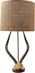 Natural Faux Horn Lamp With Burlap Shade