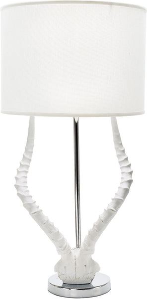 White Faux Horn Lamp With White Shade
