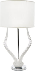 White Faux Horn Lamp With White Shade