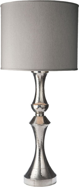 Royal German Silver Lamp With Gray Fabric Shade