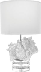 Coral and Crystal Table Lamp In White With White Suede Shade