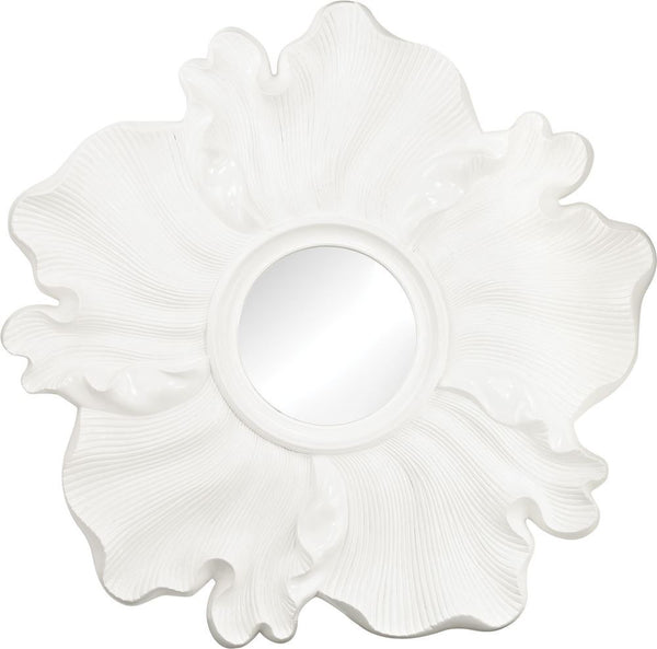 Gloss White Flower Mirror
