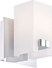Gemelo 1 Light Vanity In Chrome and White Opal Glass
