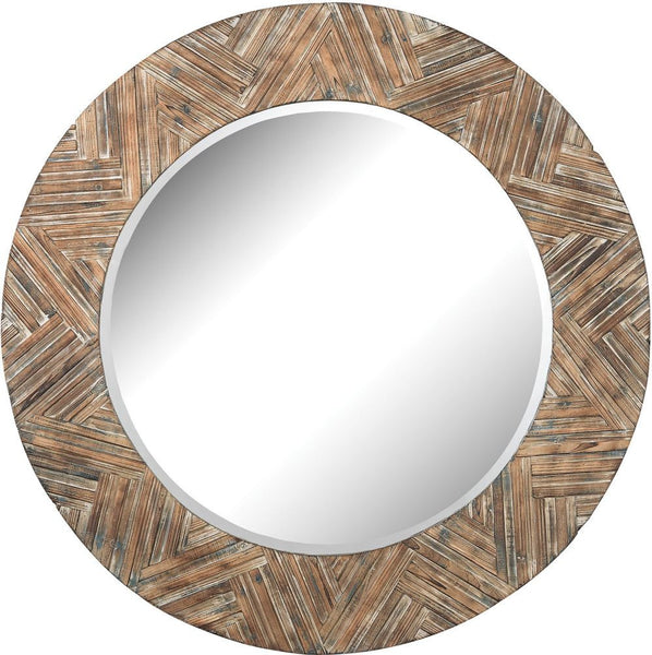 Large Round Wicker Mirror