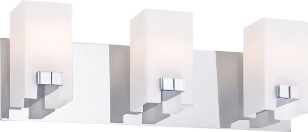Gemelo 3 Light Vanity In Chrome and White Opal Glass