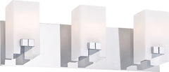 Gemelo 3 Light Vanity In Chrome and White Opal Glass