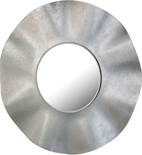 Bent Glass Wall Mirror In Antique Silver Finish