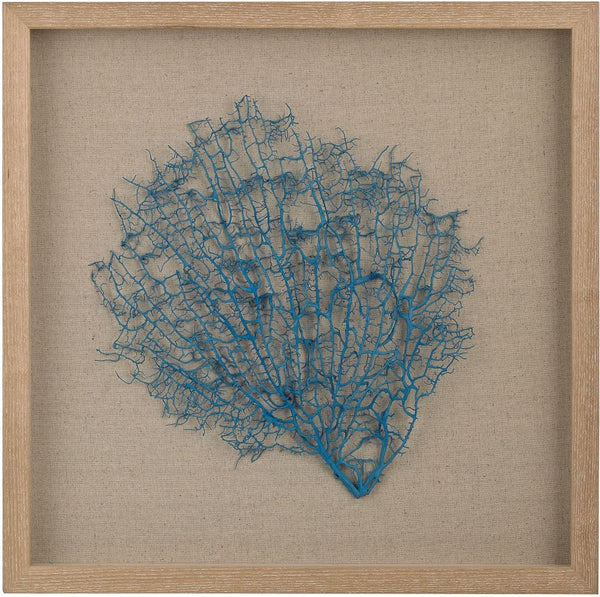 Turquoise Sea Fan On Natural Linen
