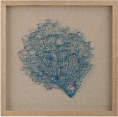 Turquoise Sea Fan On Natural Linen