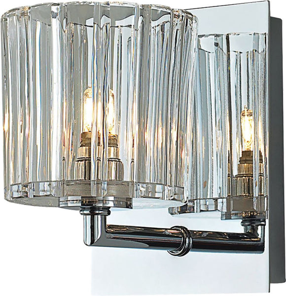Sprocket 1 Light Vanity In Chrome and Clear Sprocket Cut Glass