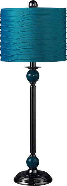 Carrington Metal Buffet Lamp In Turquoise With Pleated Shade