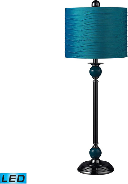 Carrington Metal Led Buffet Lamp In Turquoise With Pleated Shade