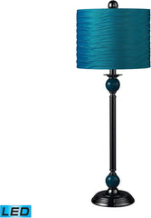 Carrington Metal Led Buffet Lamp In Turquoise With Pleated Shade