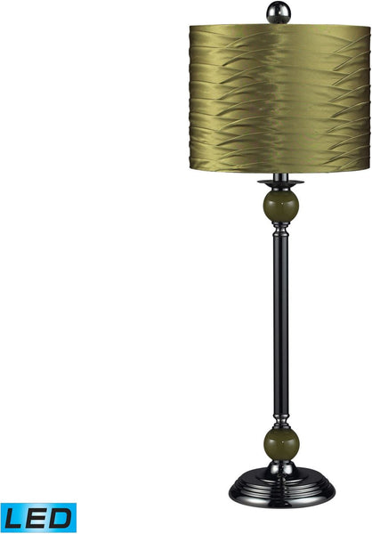Carrington Green Led Buffet Lamp In Black Nickel With Pleated Shade
