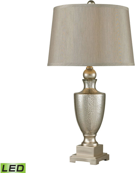 Antique Mercury Glass Led Table Lamps With Silver Accents - (Set of 2)