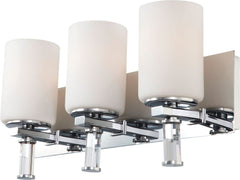 Crystal 3 Light Vanity In Chrome and White Opal Glass With Crystal Arm Detail