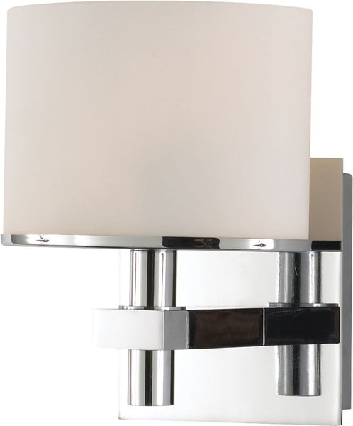 Ombra 1 Light Vanity In Chrome and White Opal Glass