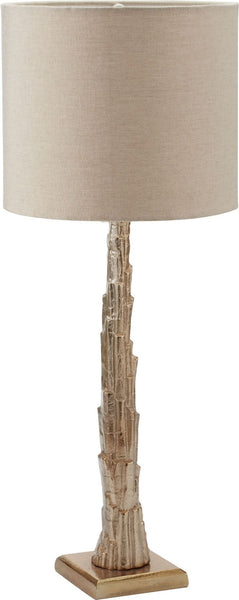 Bark Table Lamp In Gold and Natural Linen