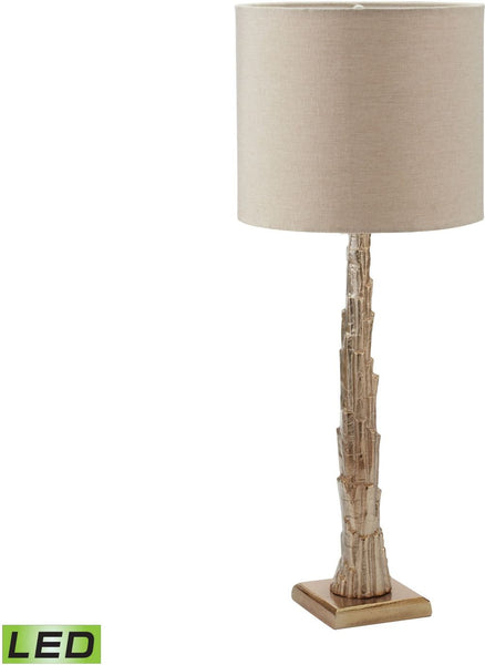 Bark Led Table Lamp In Gold and Natural Linen