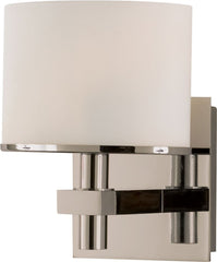 Ombra 1 Light Vanity In Satin Nickel and White Opal Glass