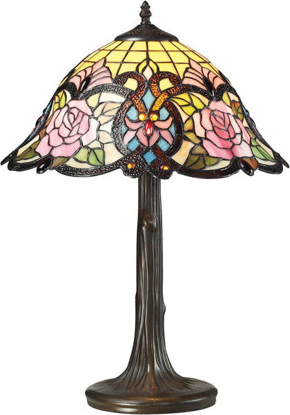 Rosedale Tiffany Glass Table Lamp In Tiffany Bronze