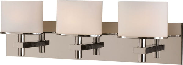 Ombra 3 Light Vanity In Satin Nickel and White Opal Glass