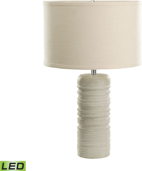 Sand Stone Ribbed Round Led Table Lamp