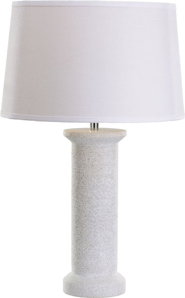 White Marble Rough Round Table Lamp