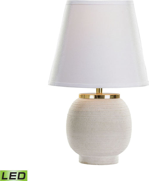 Sand Stone Ribbed Rough Round Led Table Lamp