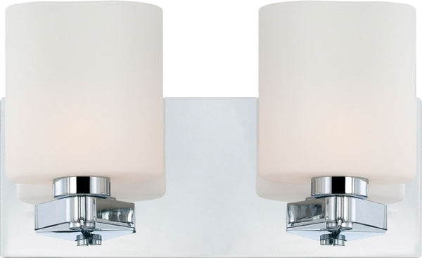 Embro 2 Light Vanity In Chrome and Oval White Opal Glass