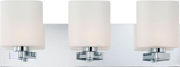 Embro 3 Light Vanity In Chrome and Oval White Opal Glass
