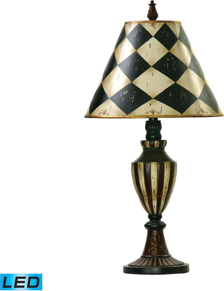 Harlequin & Stripe Urn Led Table Lamp In Black and Antique White