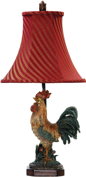 Crowing Rooster Table Lamp In Barnyard Finish