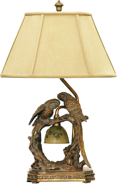 Twin Parrots Table Lamp In Atlanta Bronze