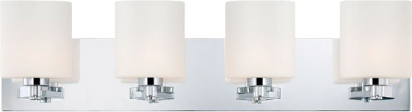 Embro 4 Light Vanity In Chrome and Oval White Opal Glass
